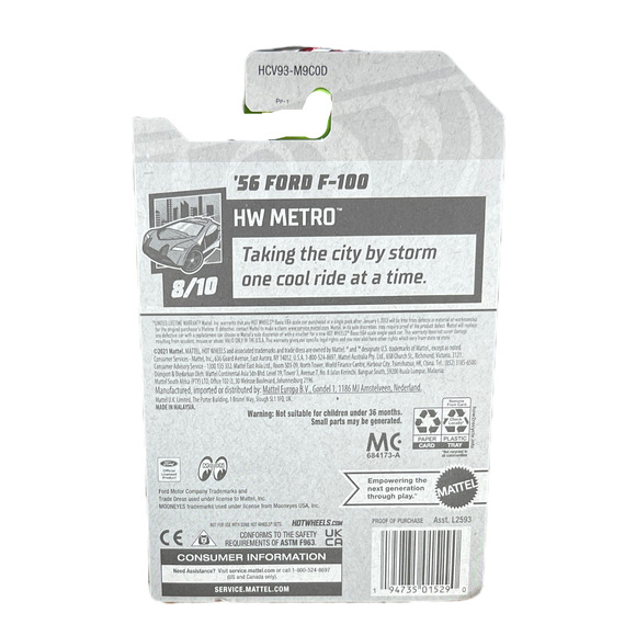 Hot Wheels 2022 HW Metro 8/10 Red "Mooneyes" '56 Ford F-100 NIB - Picture 2 of 2